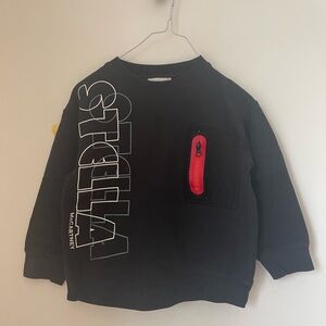Stella McCartney Boys Black Logo Sweatshirt with Red Zipper Accent